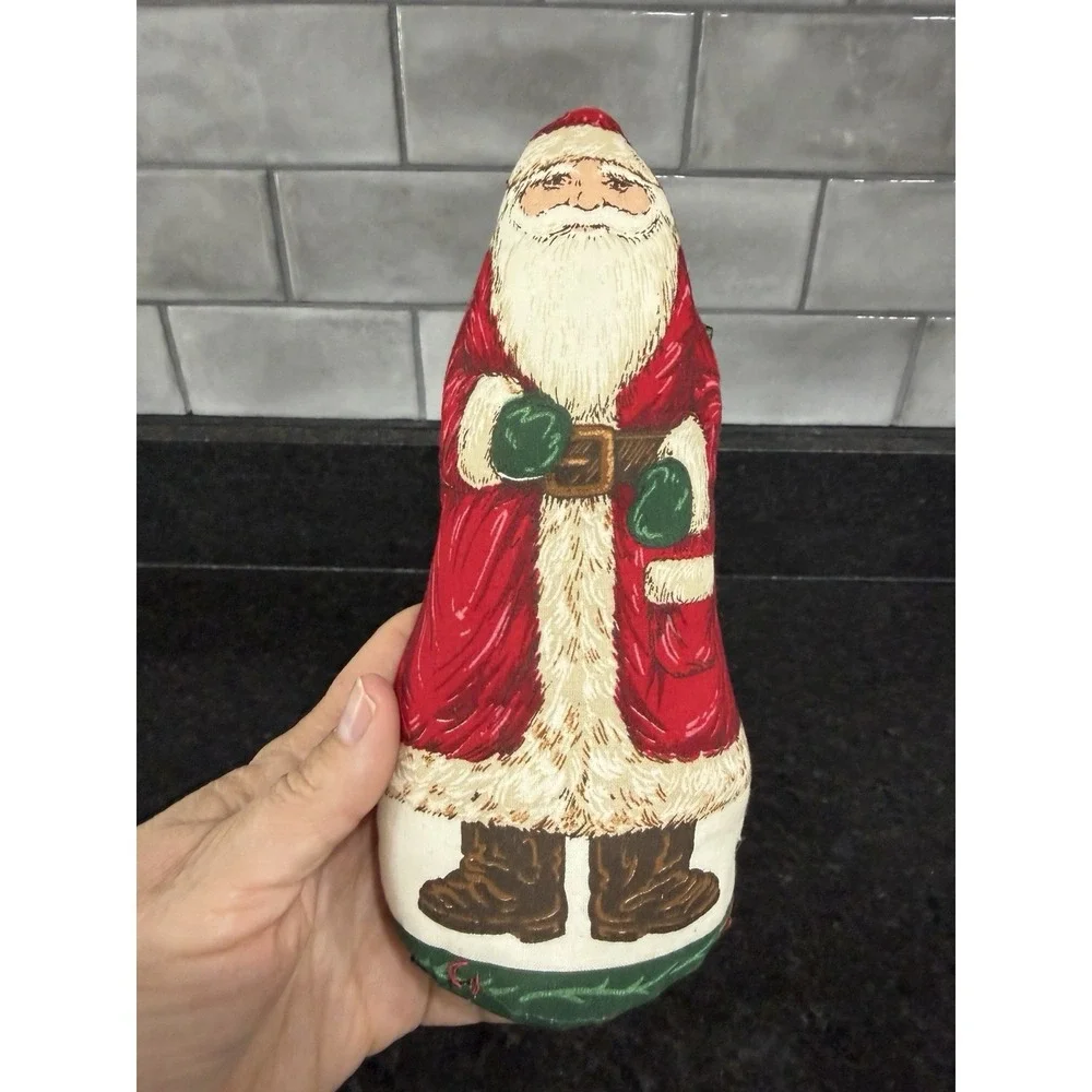 Santa Claus Pillow Stuffed Cut n Sew 1970's Vintage Christmas Decor 8 Inch Tall